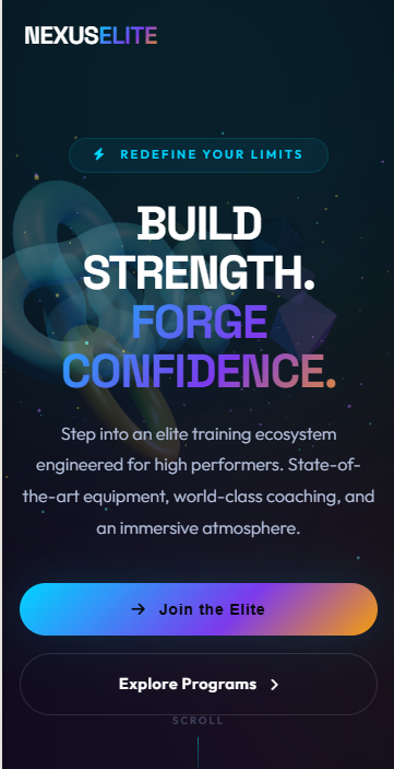 Aegis Elite Fitness website mobile view — responsive design showing the hero section and membership tiers on a smartphone