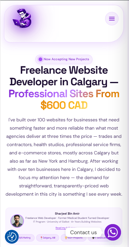 DevGurux redesigned website mobile view — responsive design on a smartphone