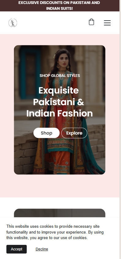 SK Boutique website mobile view — responsive design showing the fashion collection on a smartphone